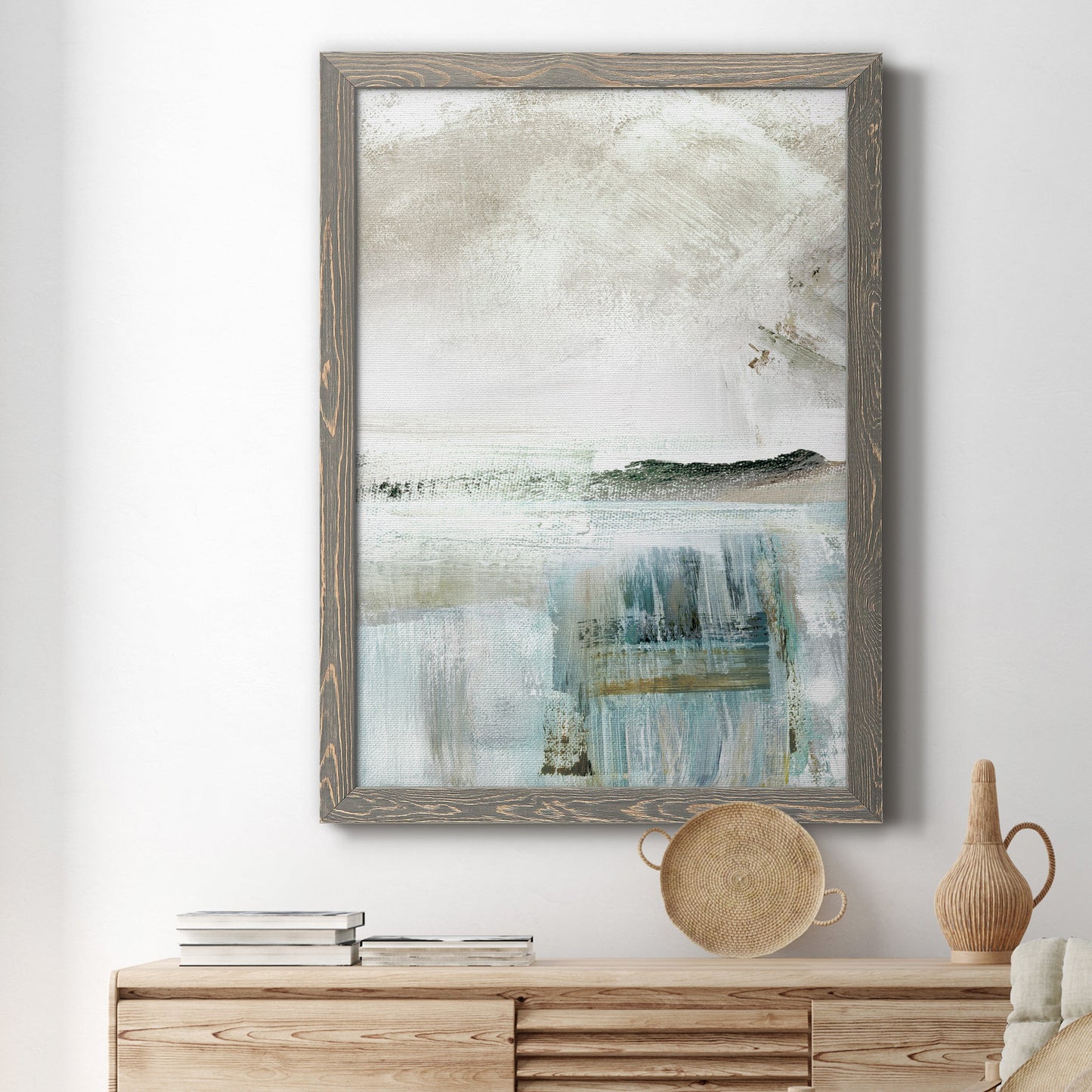 Summer Teal II - Premium Canvas Framed in Barnwood - Ready to Hang