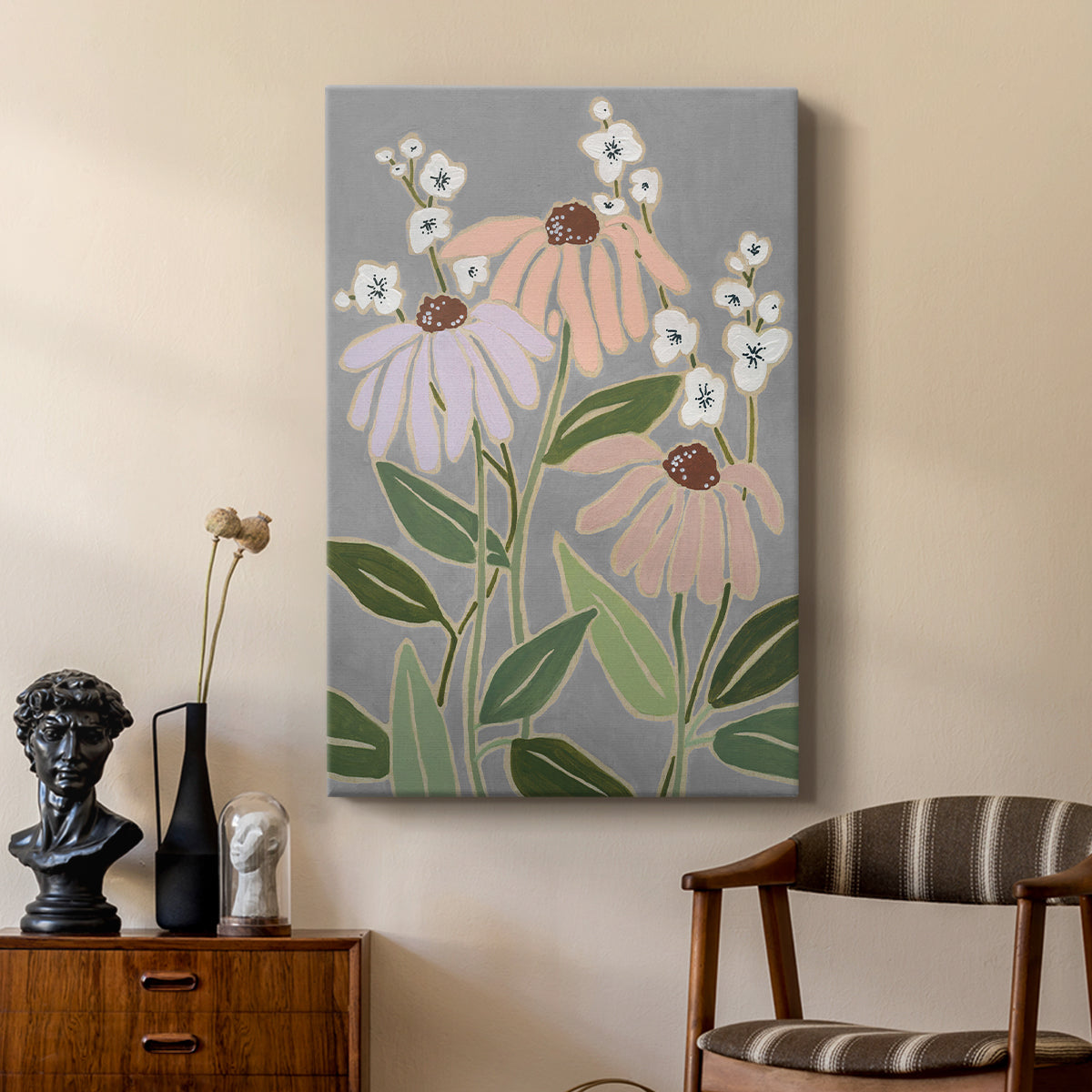 Woodblock Floral I - Canvas Art Print