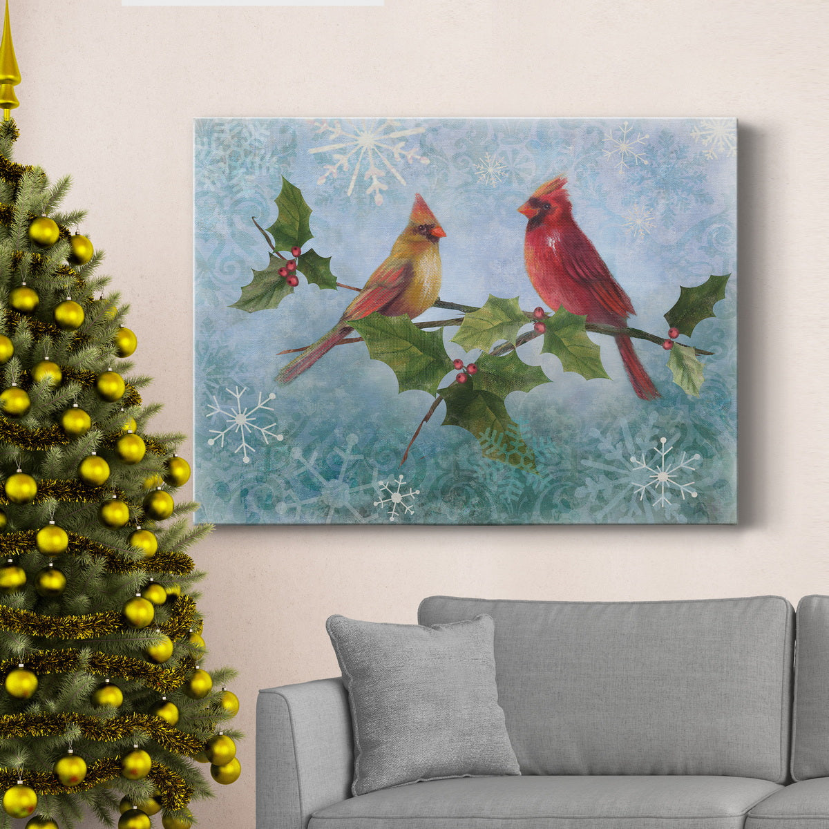 Winter Cardinal Duet II - Premium Gallery Wrapped Canvas  - Ready to Hang