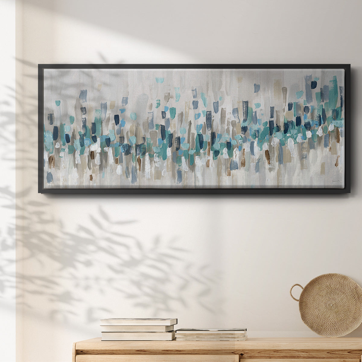 Blue Staccato - Floater Framed Canvas Print