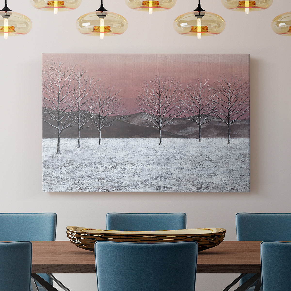 Sunset Snowfall I - Canvas Art Print
