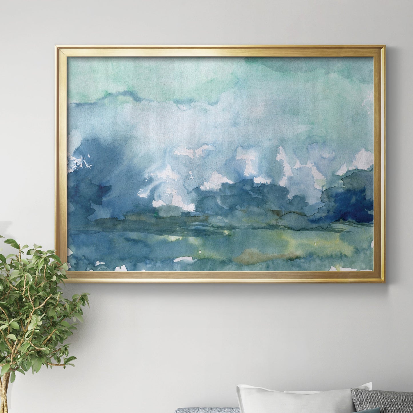 Distant Rain - Modern Framed Canvas Print