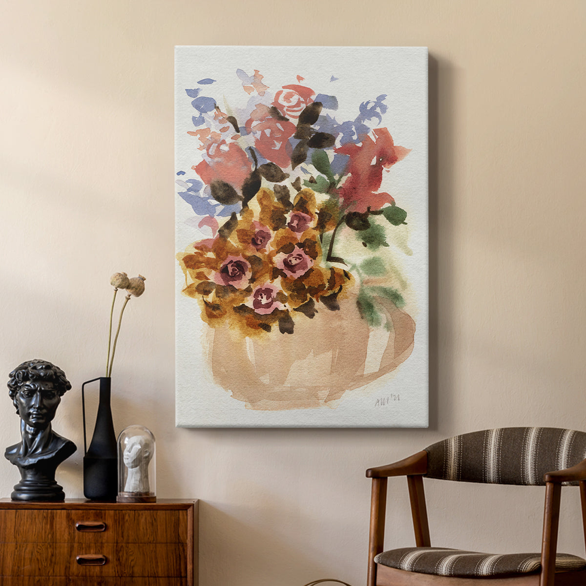 Mauve Bouquet in Teapot II - Canvas Art Print
