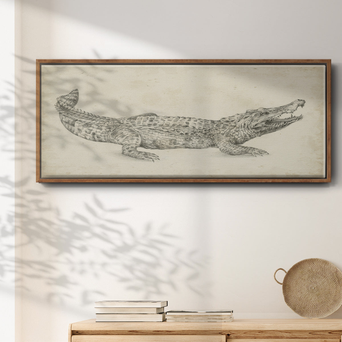 Crocodile Sketch - Floater Framed Canvas Print