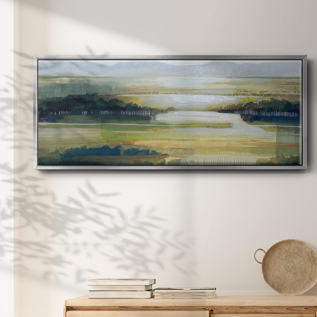 Lime Strata II - Floater Framed Canvas Print