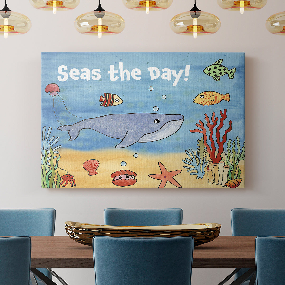 Cute Sea Creatures II - Canvas Art Print