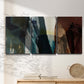 Three-panel canvas wall art featuring layered neutral abstract textures, displayed in a minimalist living room above a console table.