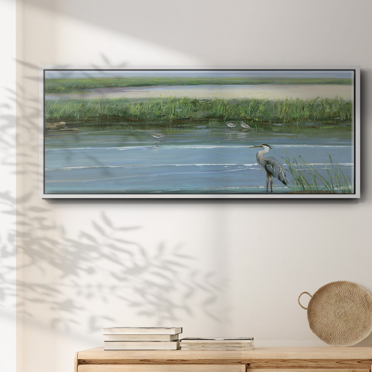 Wading at Dusk - Floater Framed Canvas Print
