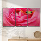 Three-panel canvas wall art featuring animal photography with floral elements, displayed in a minimalist living room above a console table.