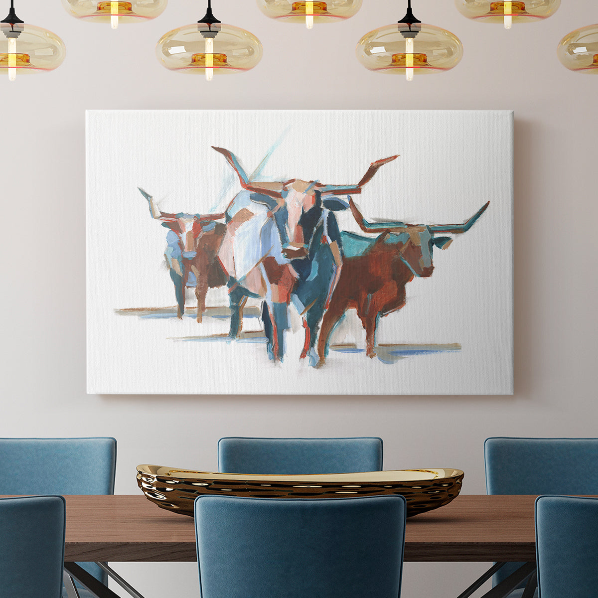 Modern Longhorns I - Canvas Art Print