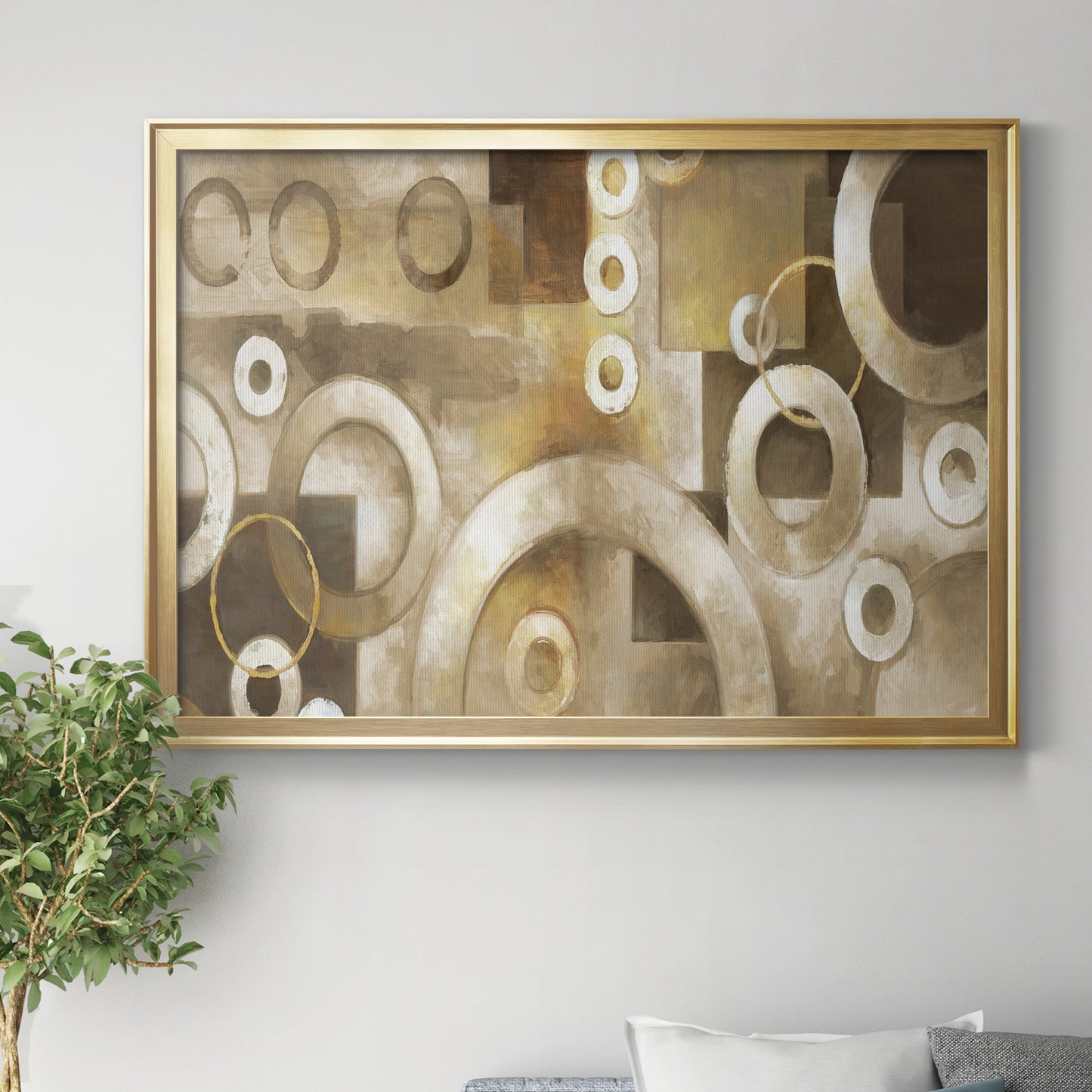 Neutral Motion - Modern Framed Canvas Print
