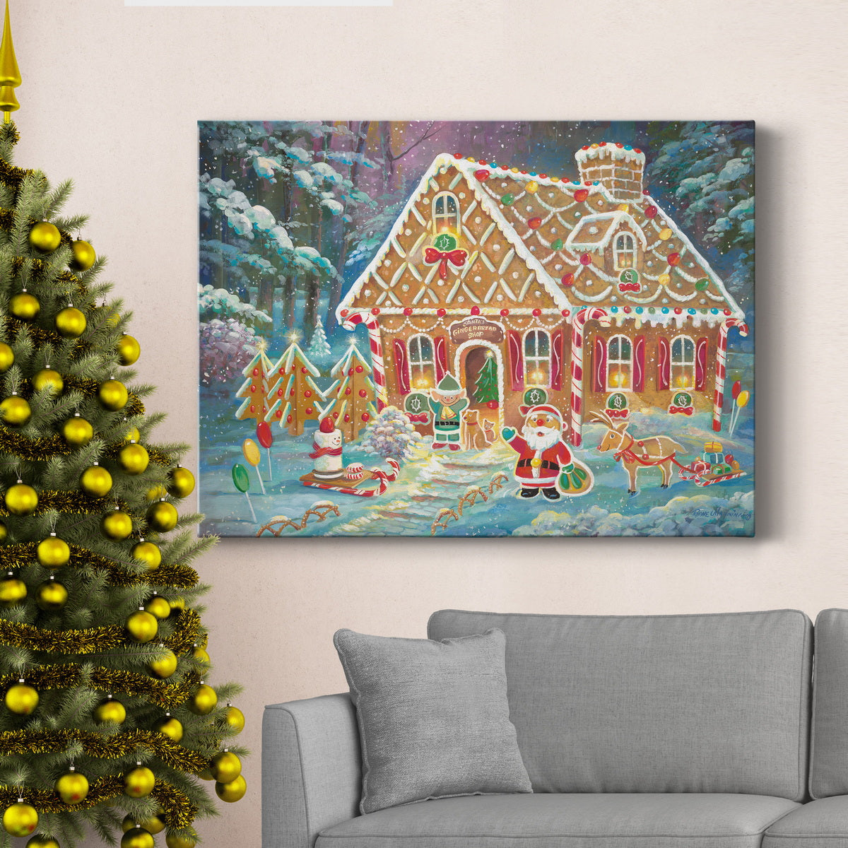 Santa's Ginger Workshop - Premium Gallery Wrapped Canvas  - Ready to Hang