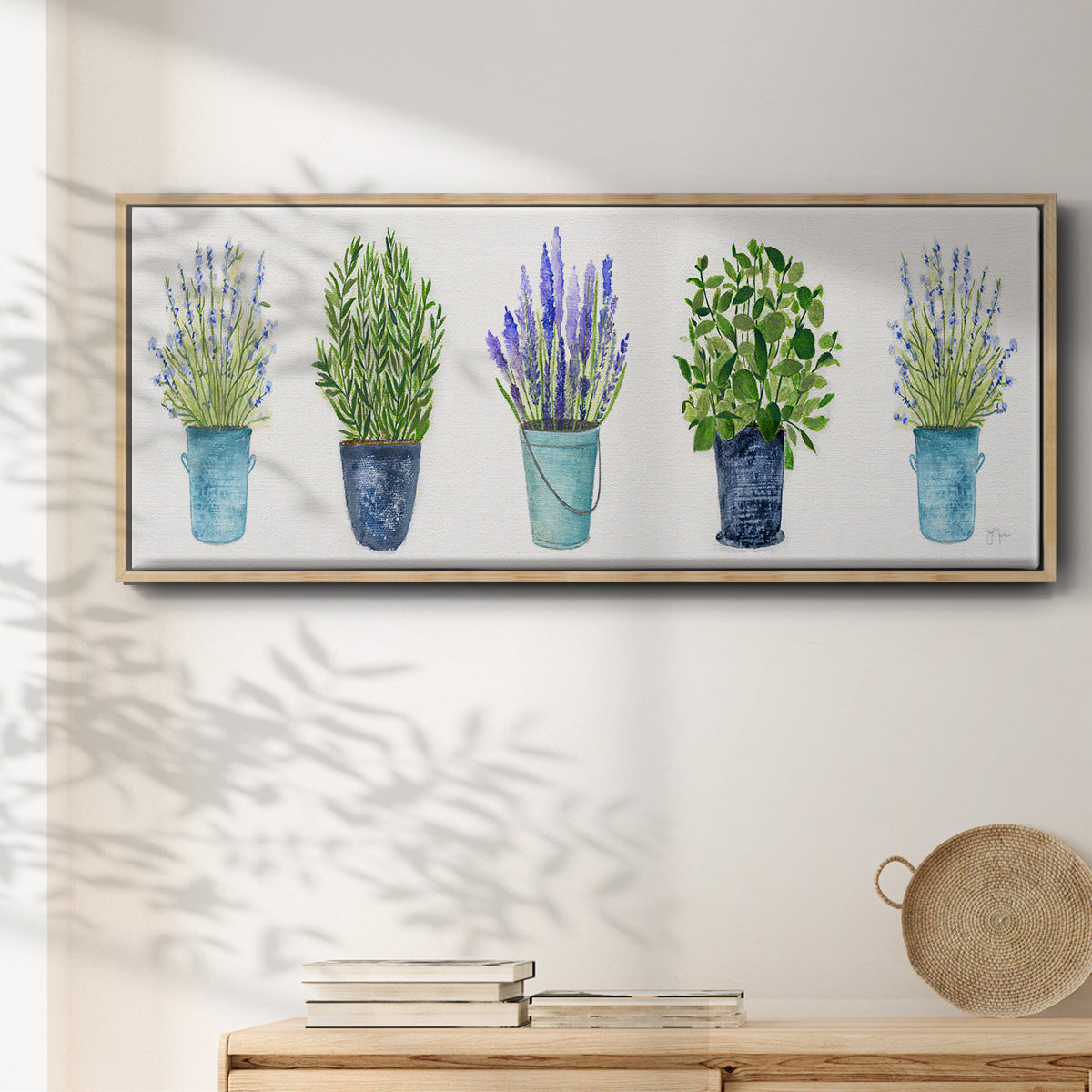 Herbs In A Row - Floater Framed Canvas Print