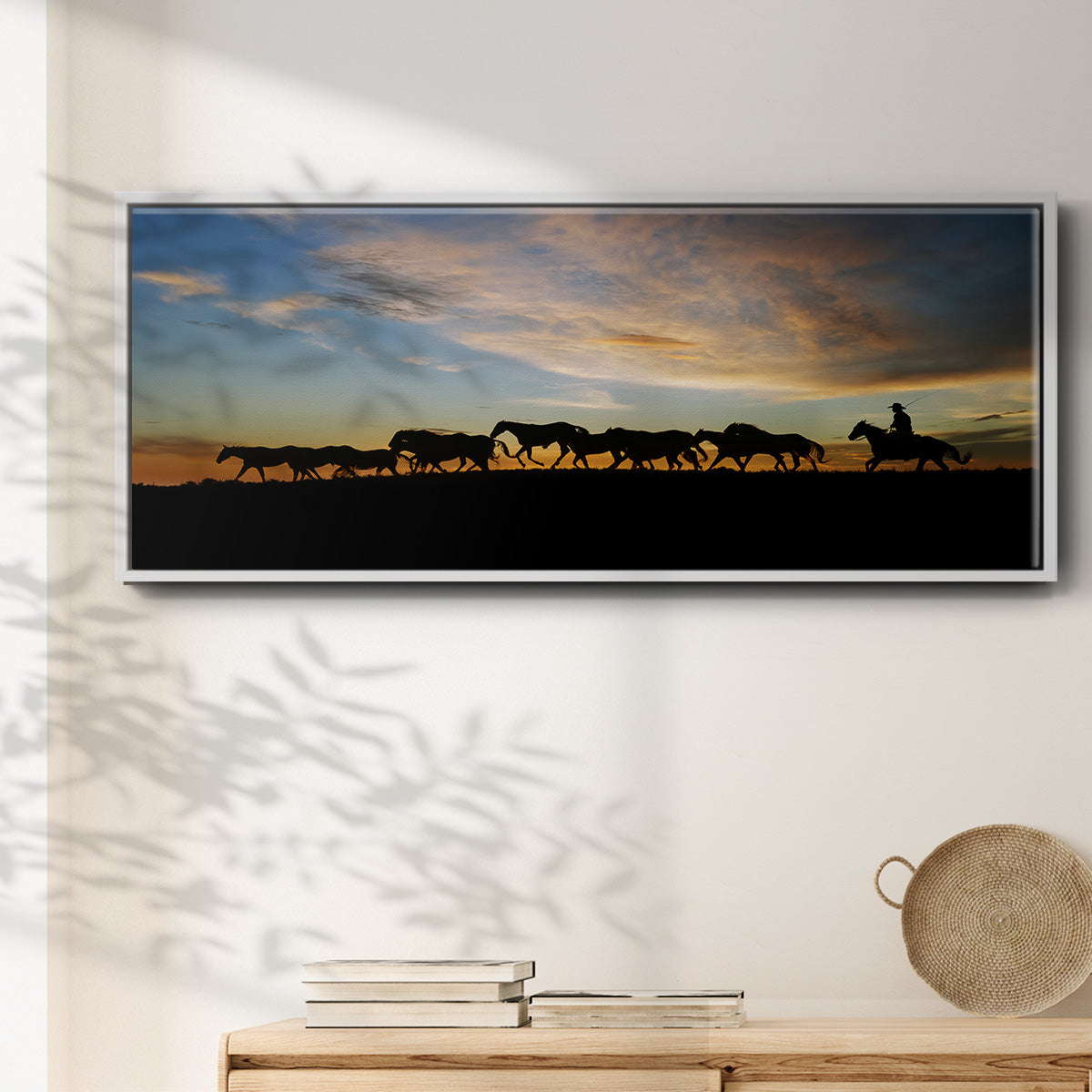 Sunlit Horses V - Floater Framed Canvas Print