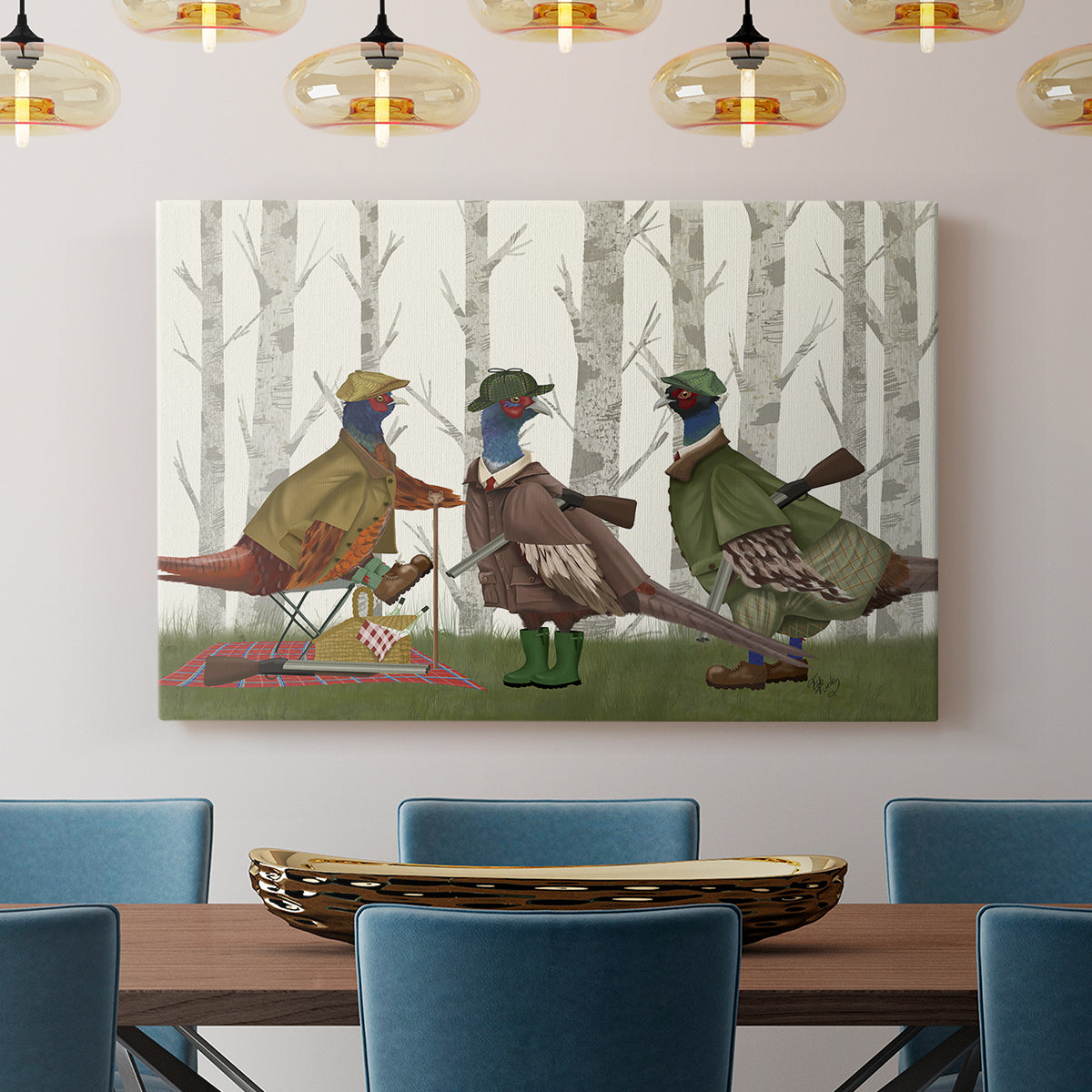 Pheasant Shooting Party Group 1 - Canvas Art Print