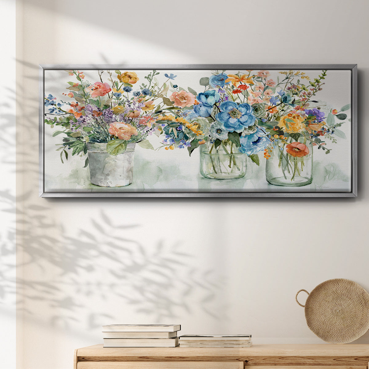 Flower Market Display - Floater Framed Canvas Print