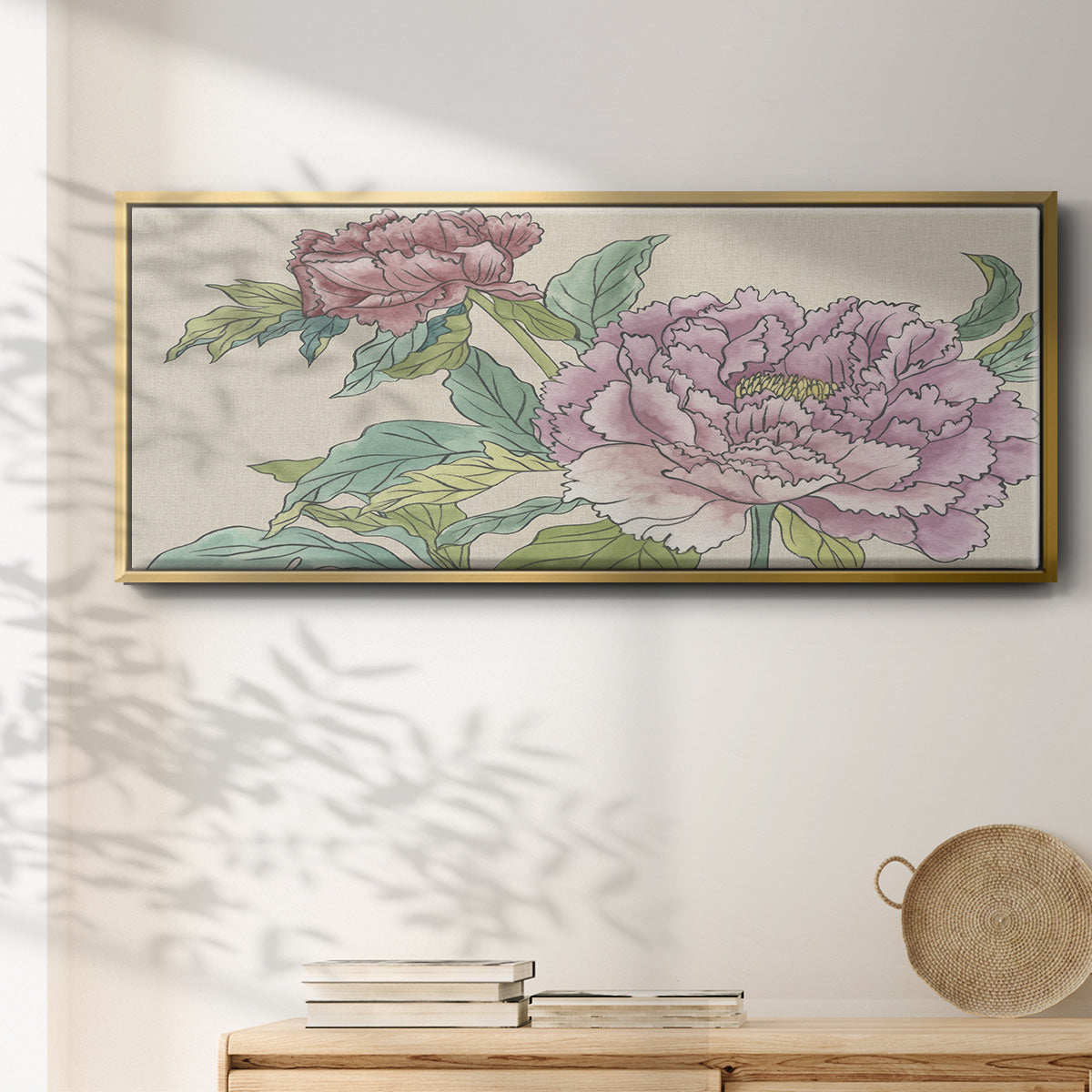 Peony Blooms I - Floater Framed Canvas Print