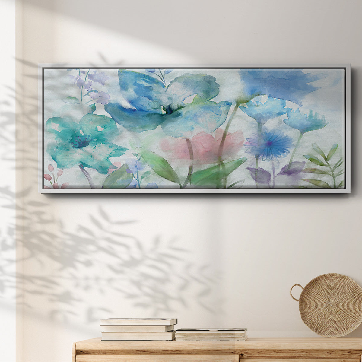 Mingled Blues - Floater Framed Canvas Print