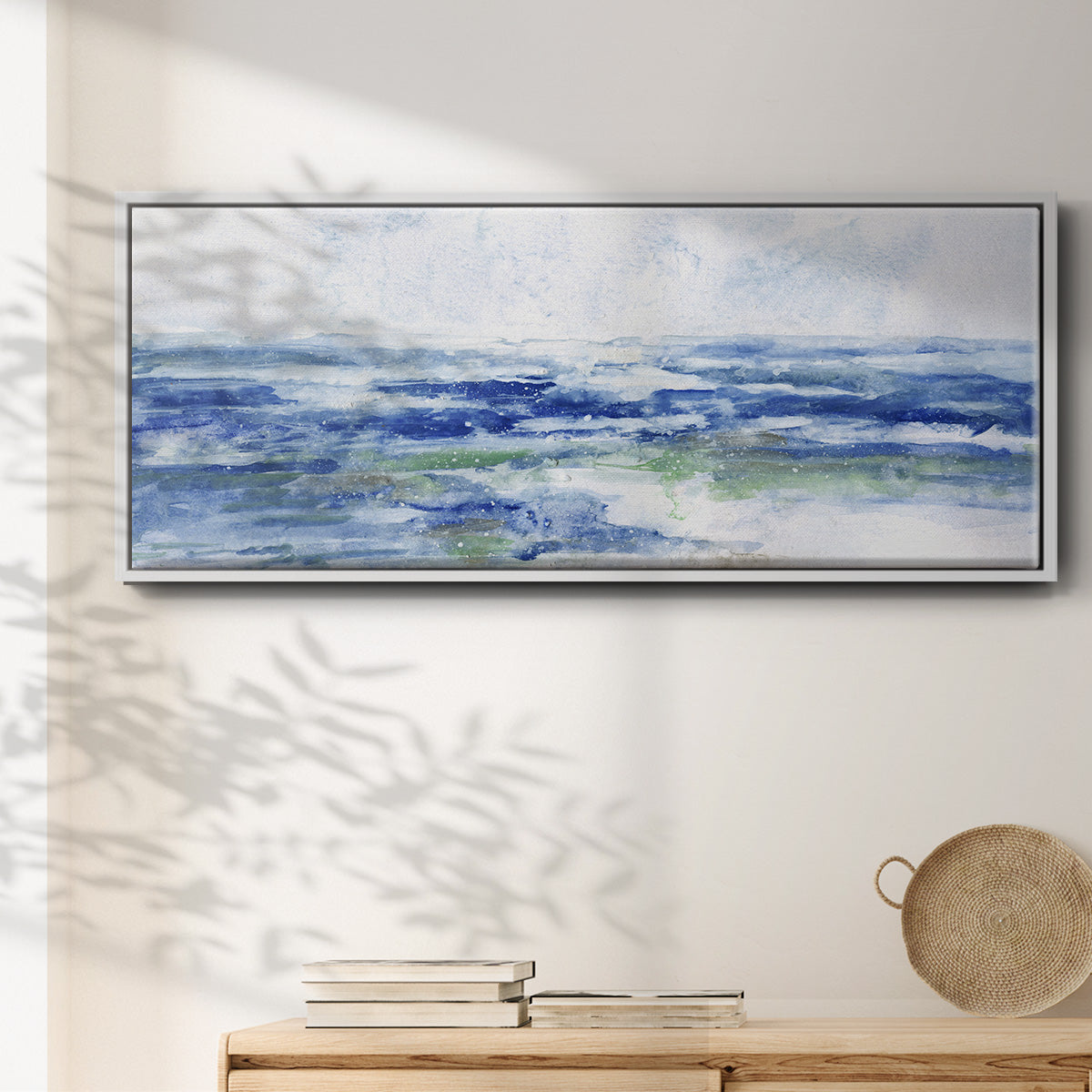 Soft Ocean Waters I - Floater Framed Canvas Print