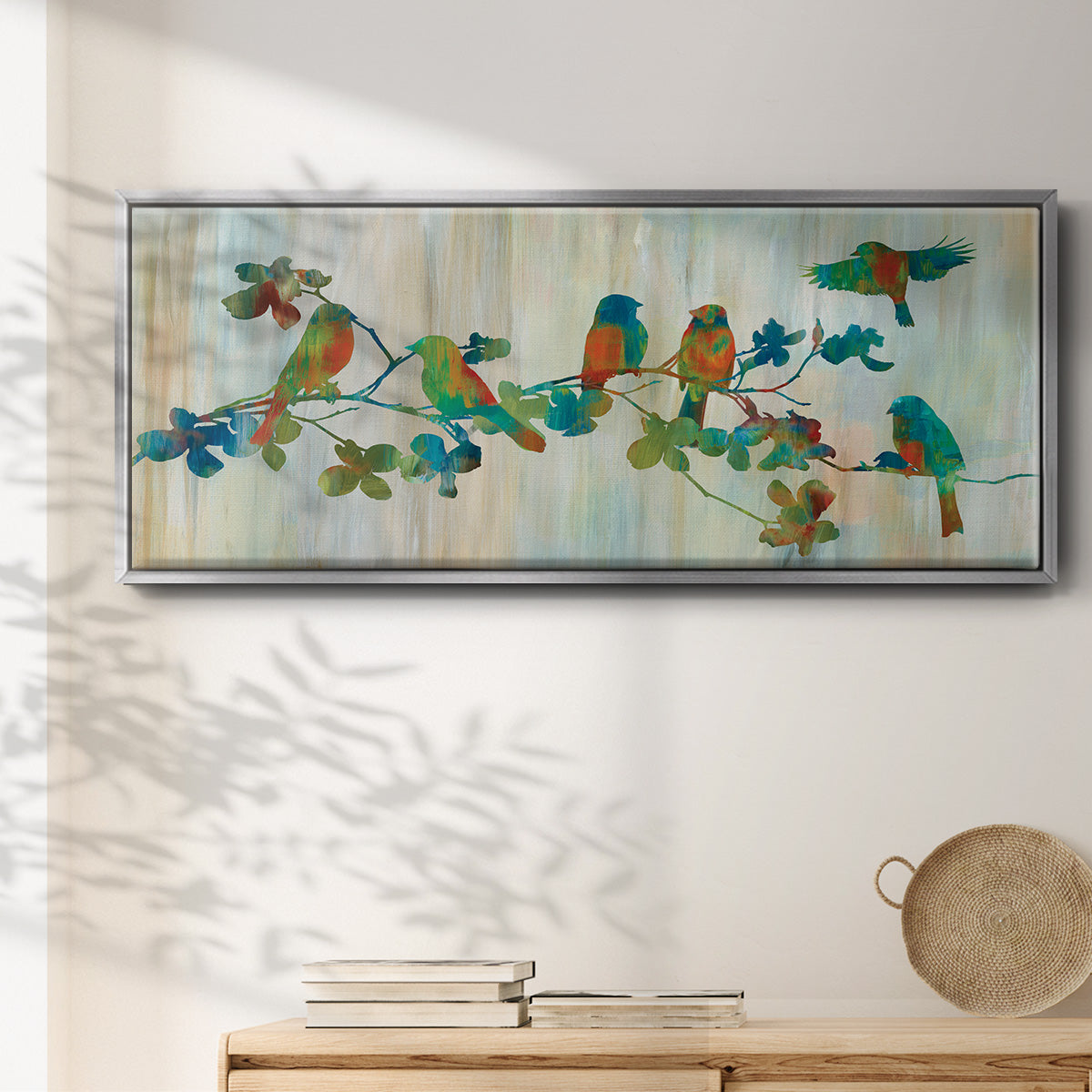 Birds on Branch - Floater Framed Canvas Print