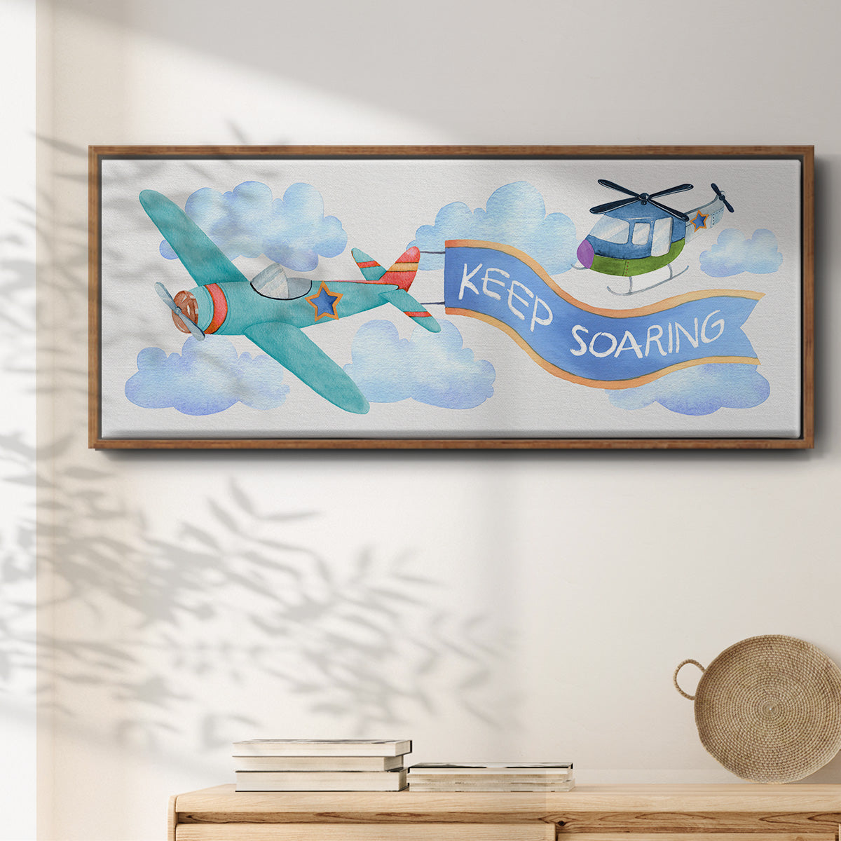 Soar Airplane - Floater Framed Canvas Print
