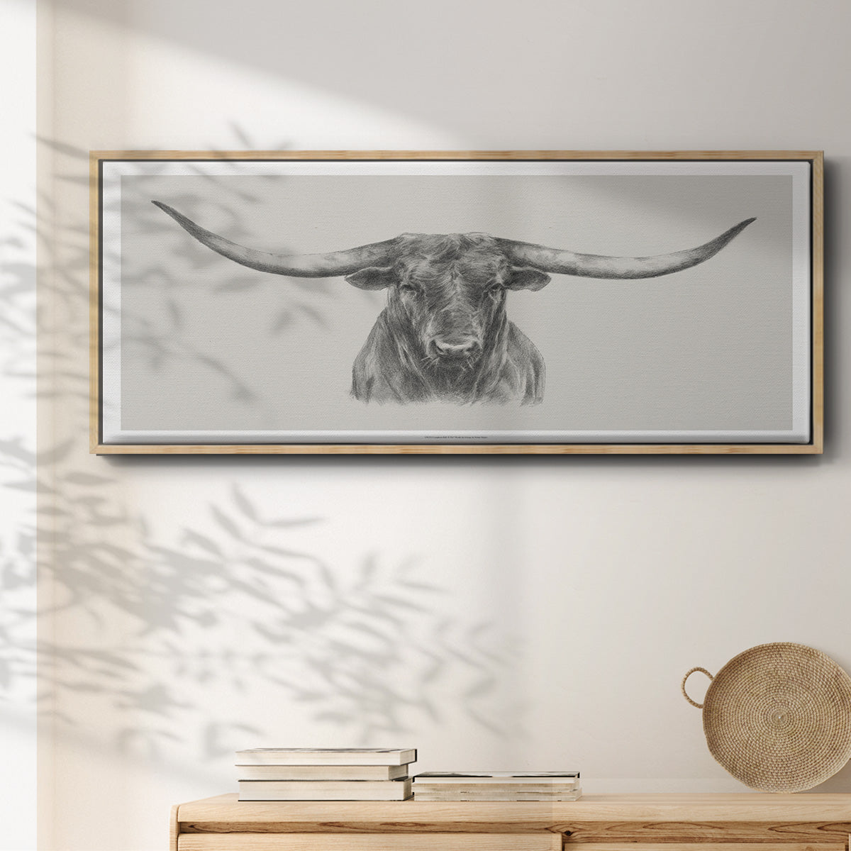 Longhorn Bull - Floater Framed Canvas Print