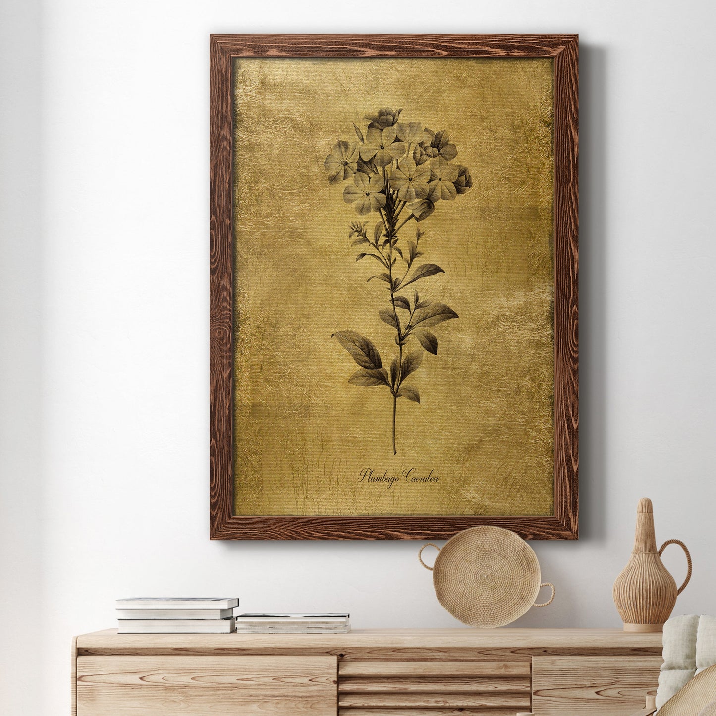 Gold Sketch Botanical II - Premium Canvas Framed in Barnwood - Ready to Hang