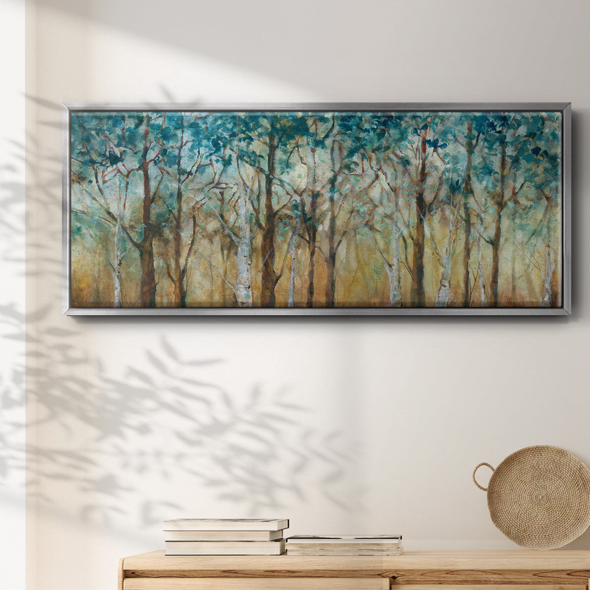 Sunlit Birch Grove - Floater Framed Canvas Print