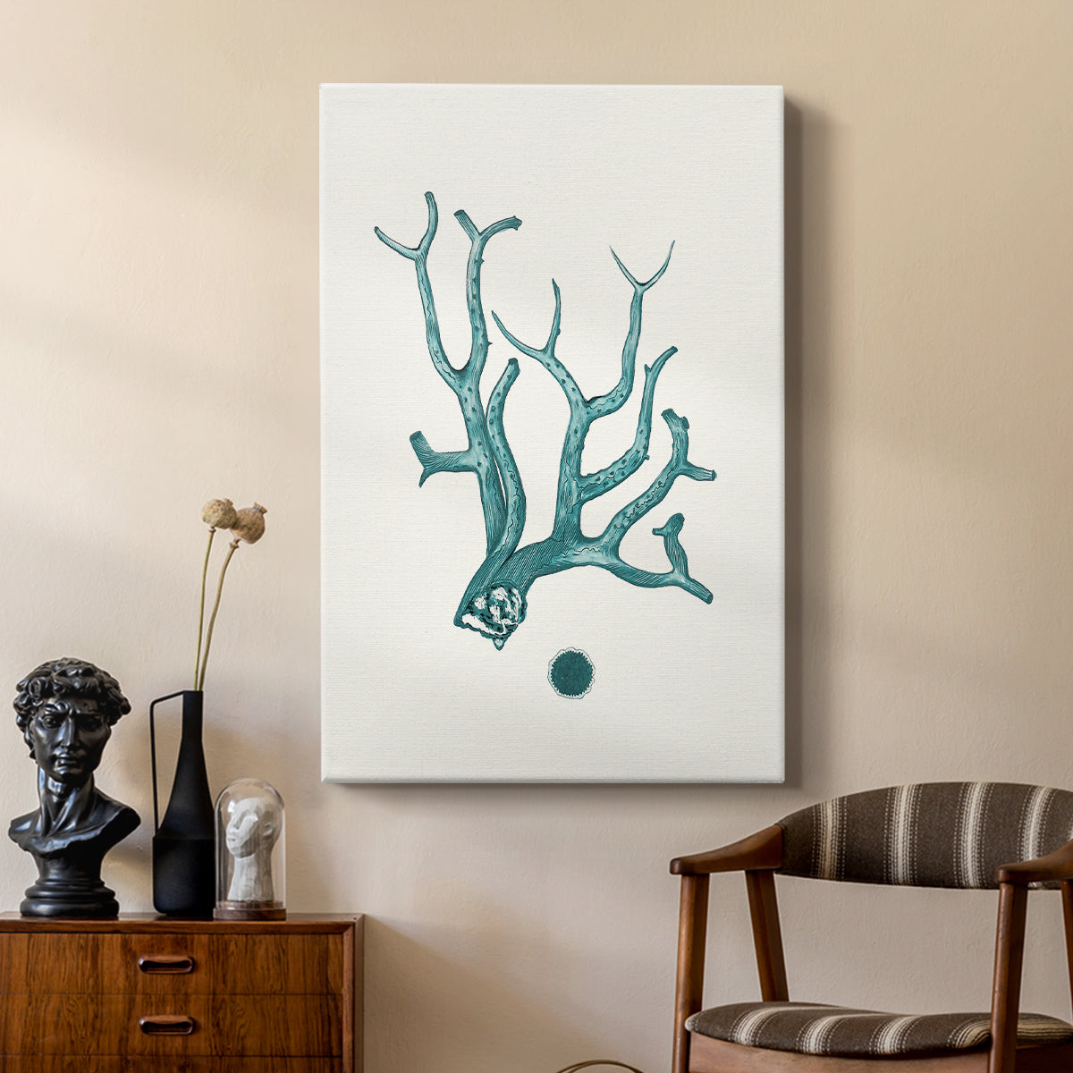 Antique Coastal Coral IX - Canvas Art Print