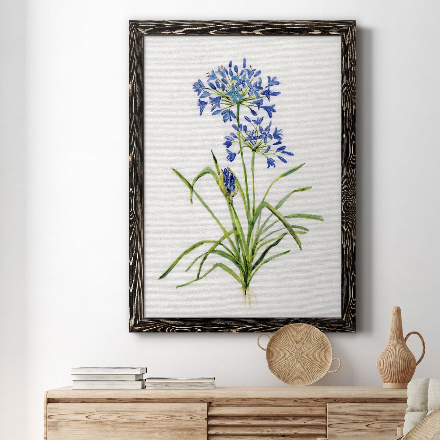 Blue Lively Botanical I - Premium Canvas Framed in Barnwood - Ready to Hang