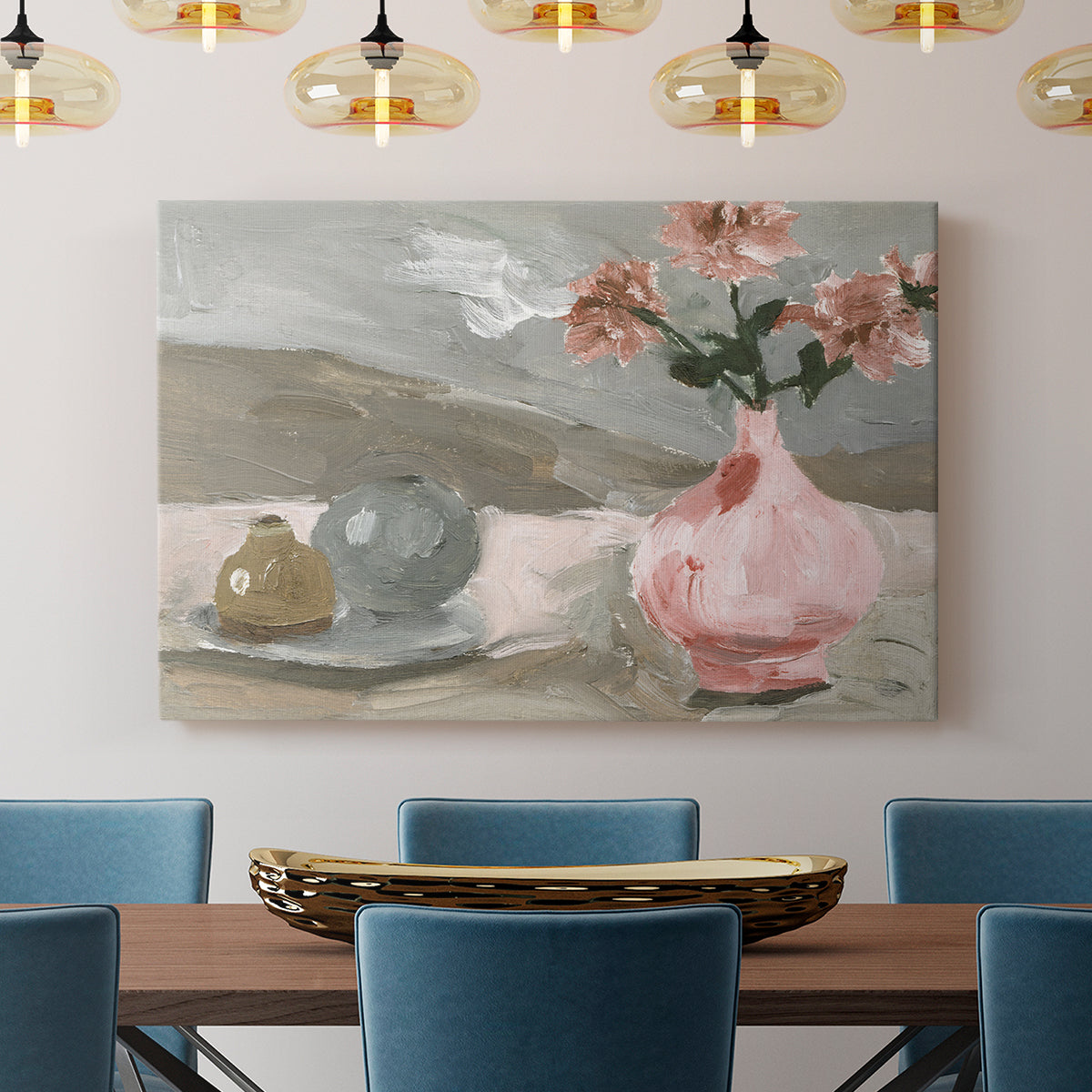 Vase of Pink Flowers VI - Canvas Art Print