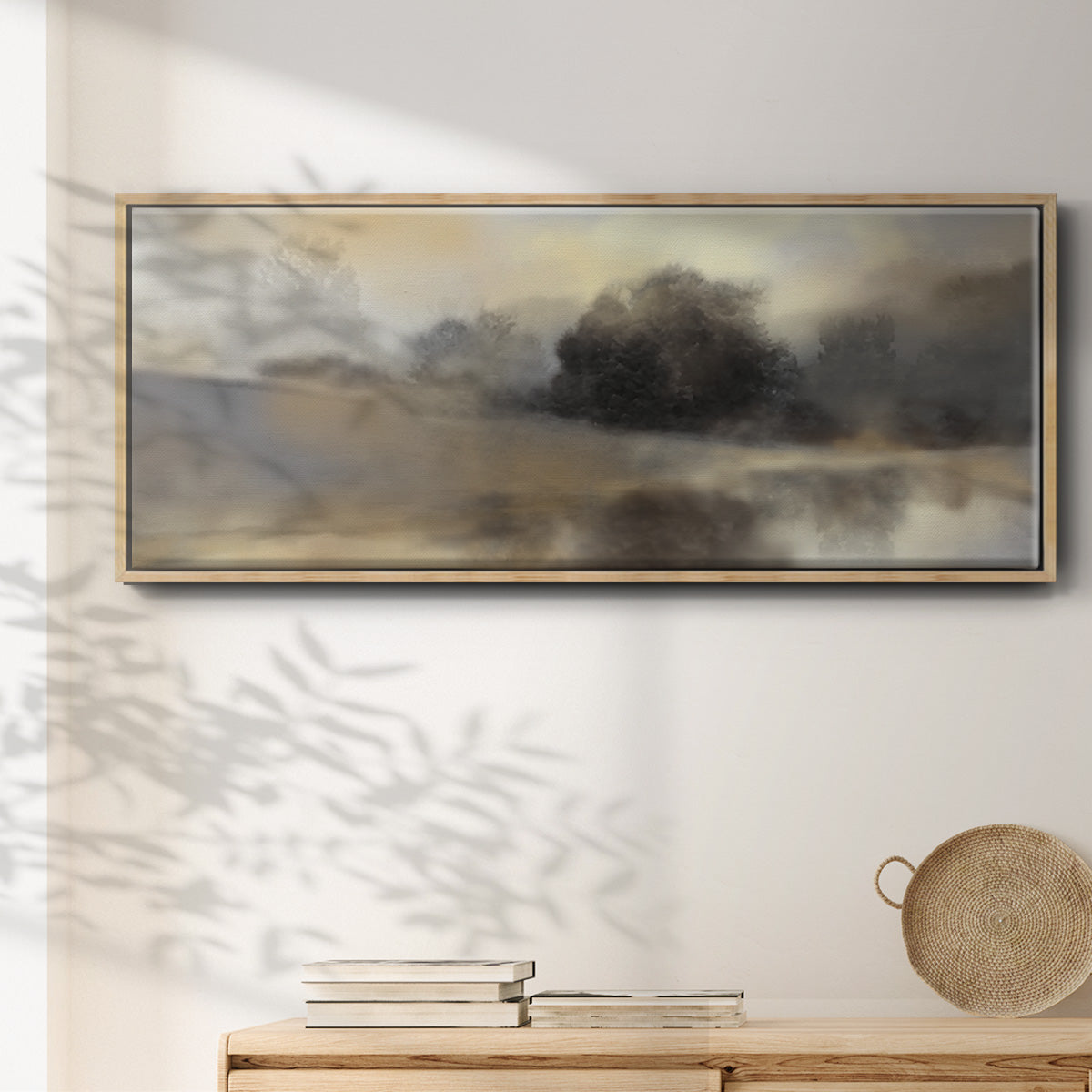 Misty Pond - Floater Framed Canvas Print