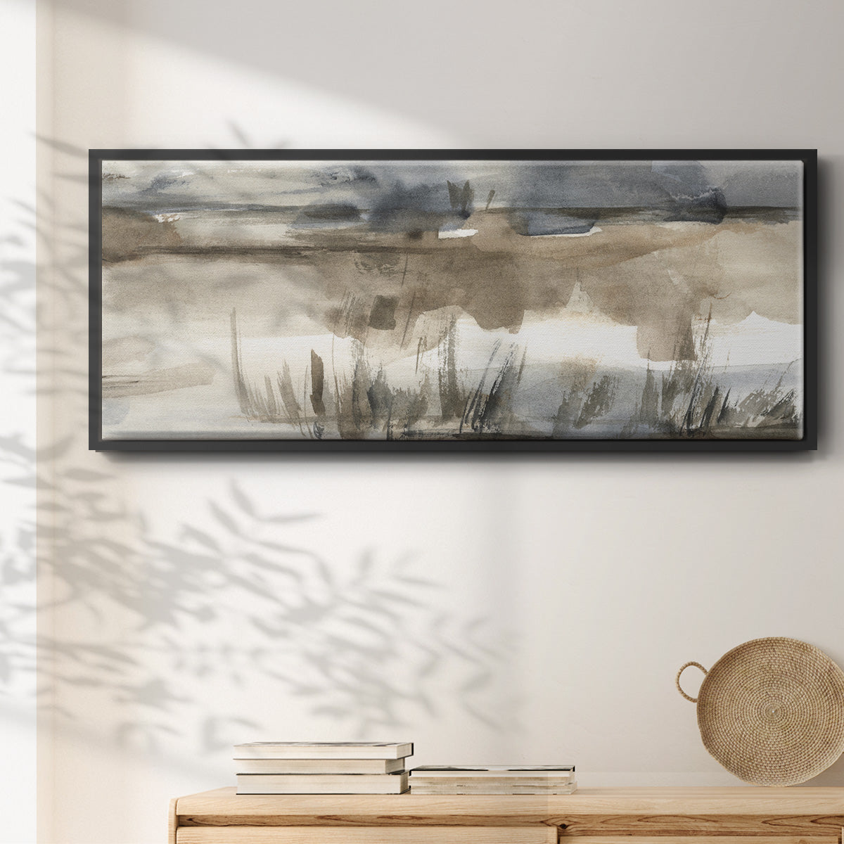 BlueGrey Marsh I - Floater Framed Canvas Print