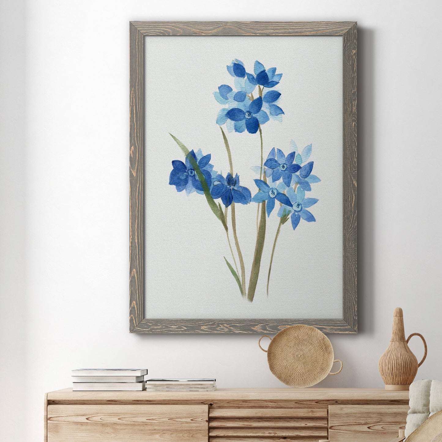 Blue Blossom Botanical I - Premium Canvas Framed in Barnwood - Ready to Hang