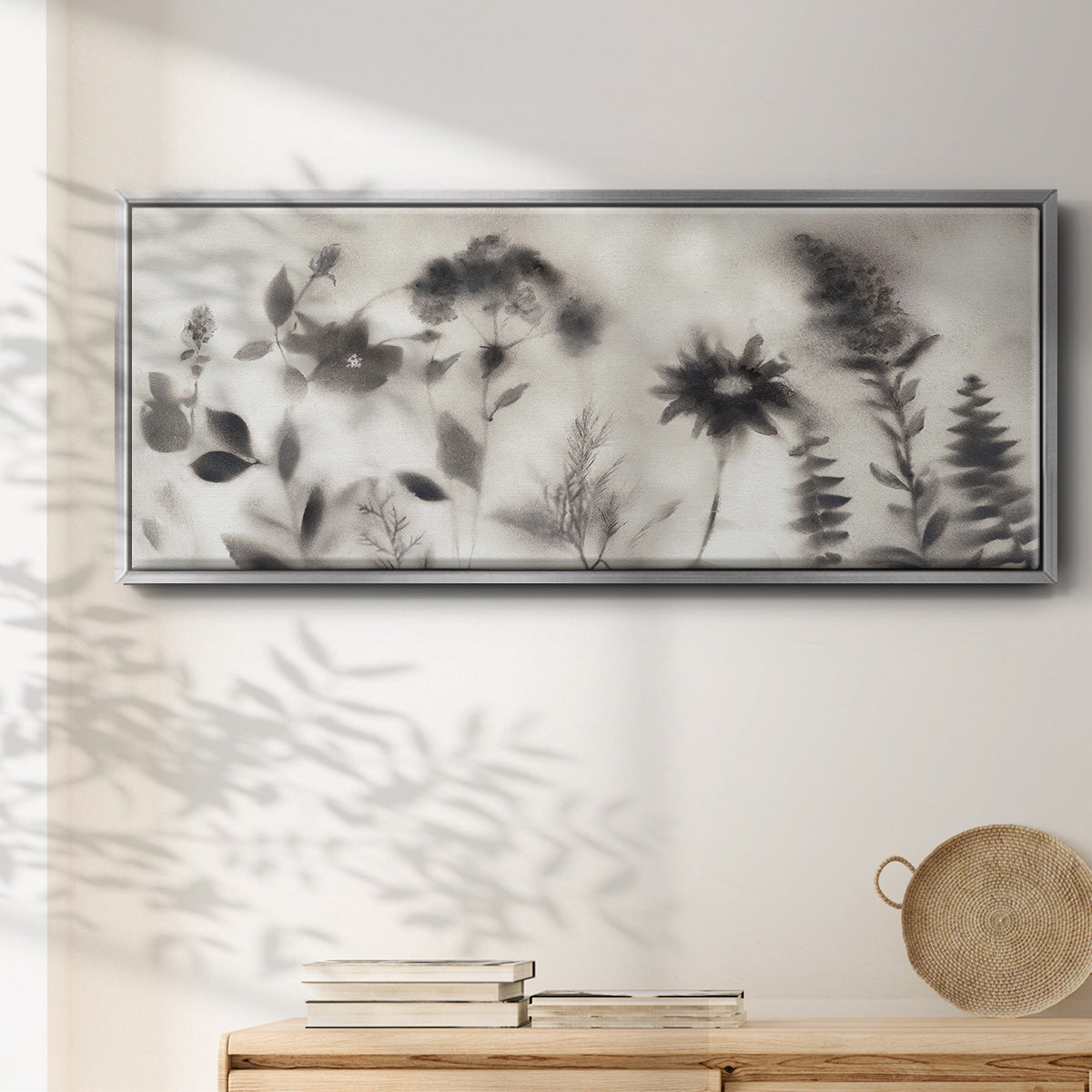 Misty Wildflower Morning - Floater Framed Canvas Print