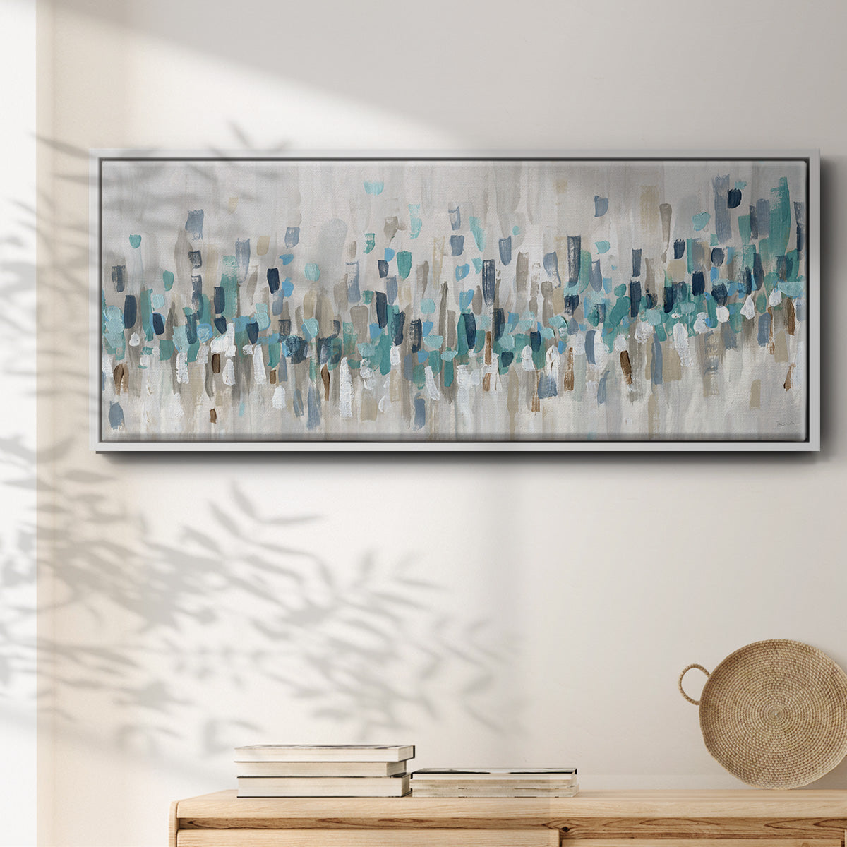 Blue Staccato - Floater Framed Canvas Print