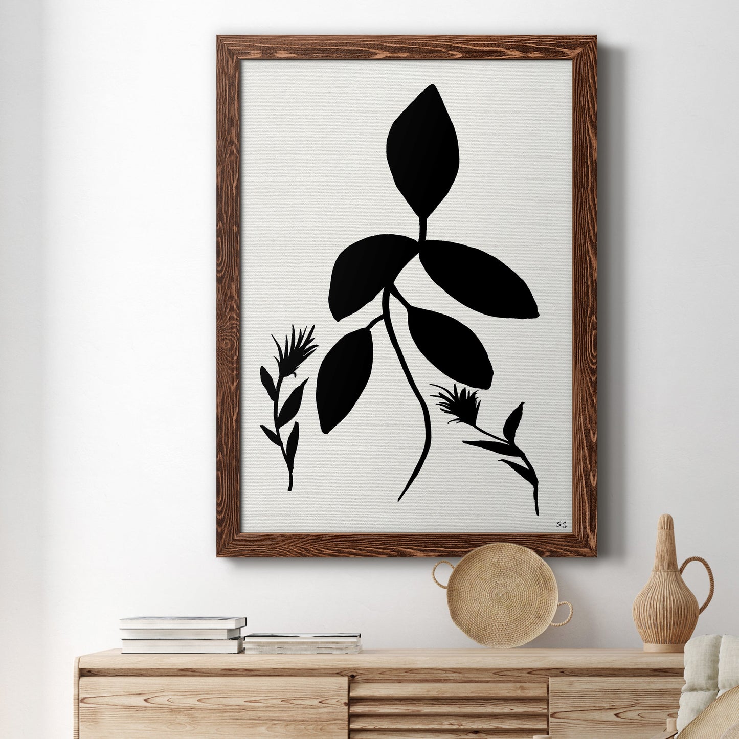 Silhouette Garden I - Premium Canvas Framed in Barnwood - Ready to Hang