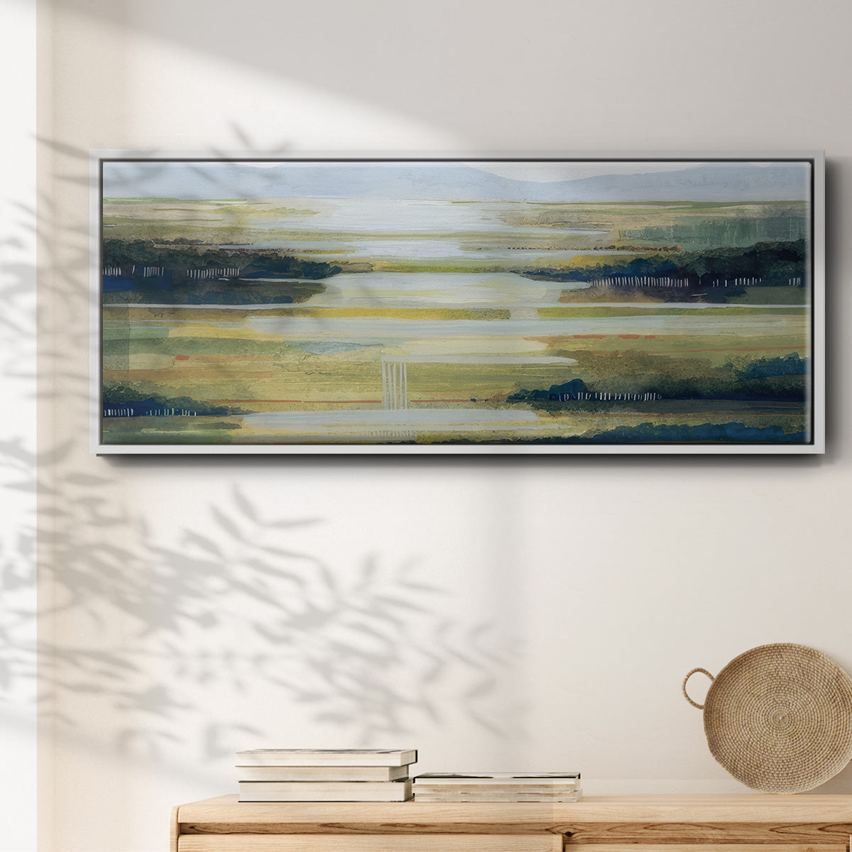 Lime Strata I - Floater Framed Canvas Print