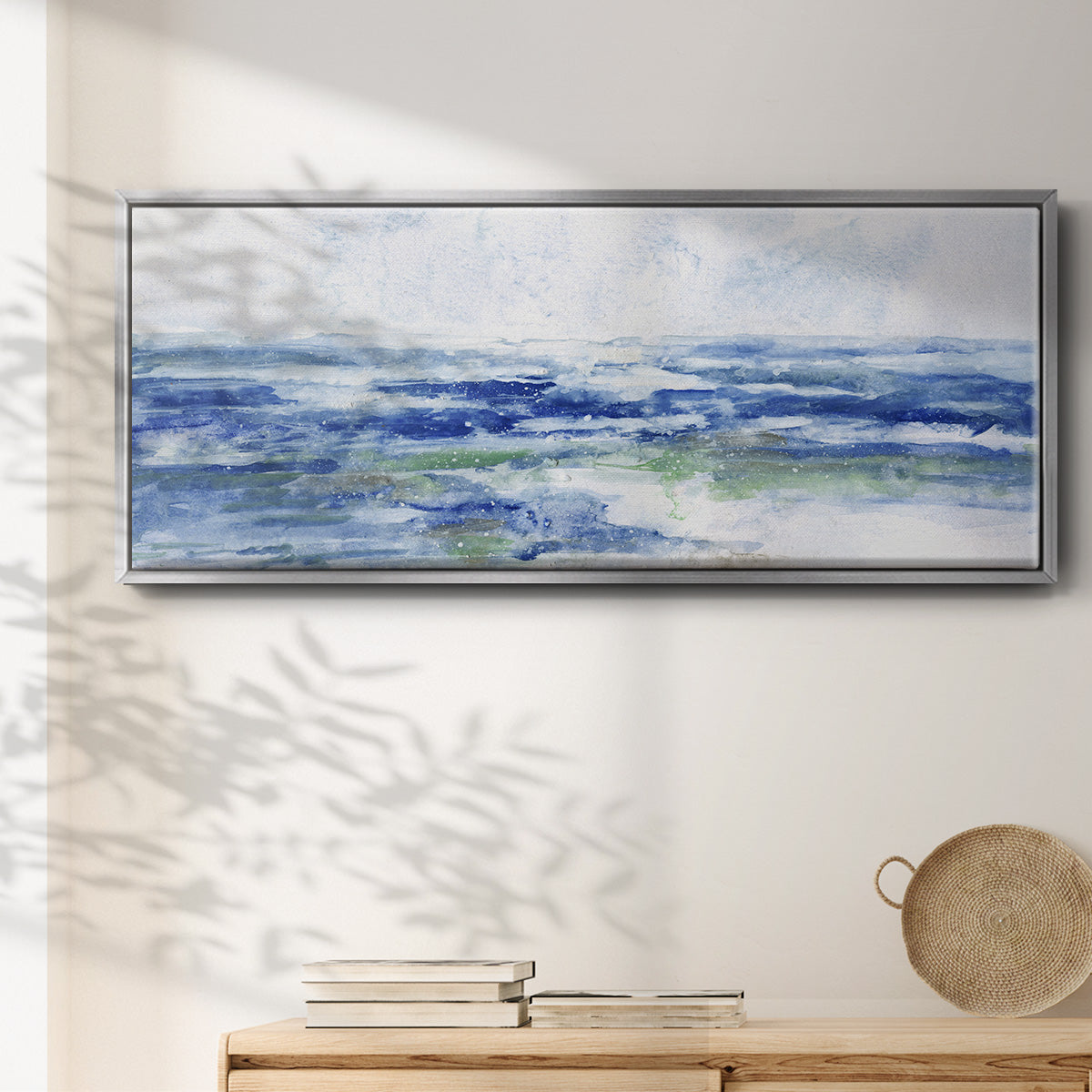 Soft Ocean Waters I - Floater Framed Canvas Print