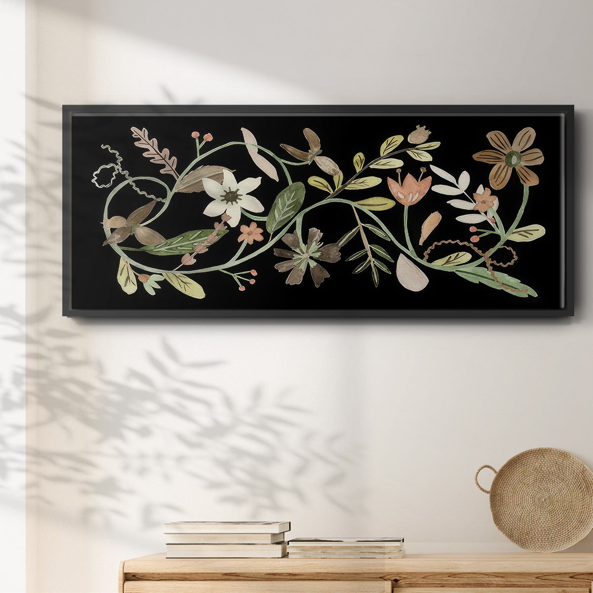 Pressed Flowers I - Floater Framed Canvas Print