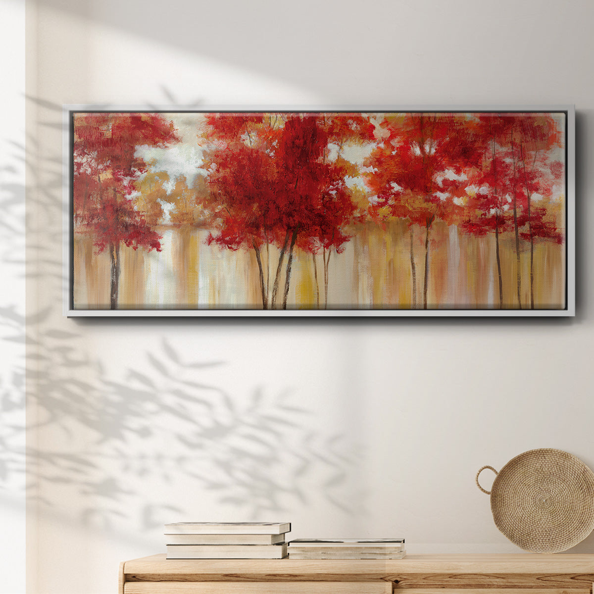 Red Trees - Floater Framed Canvas Print