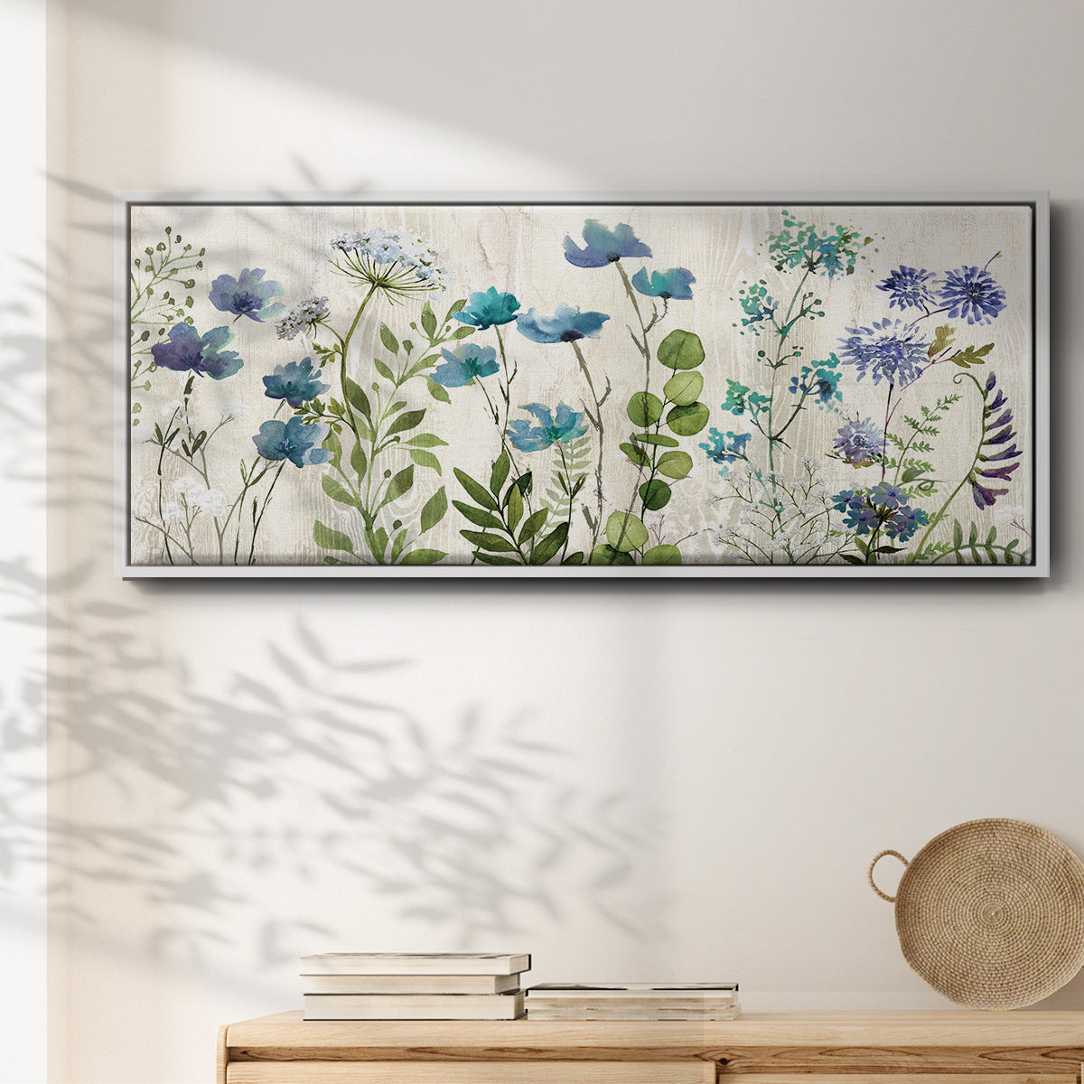 Blue Meadow - Floater Framed Canvas Print