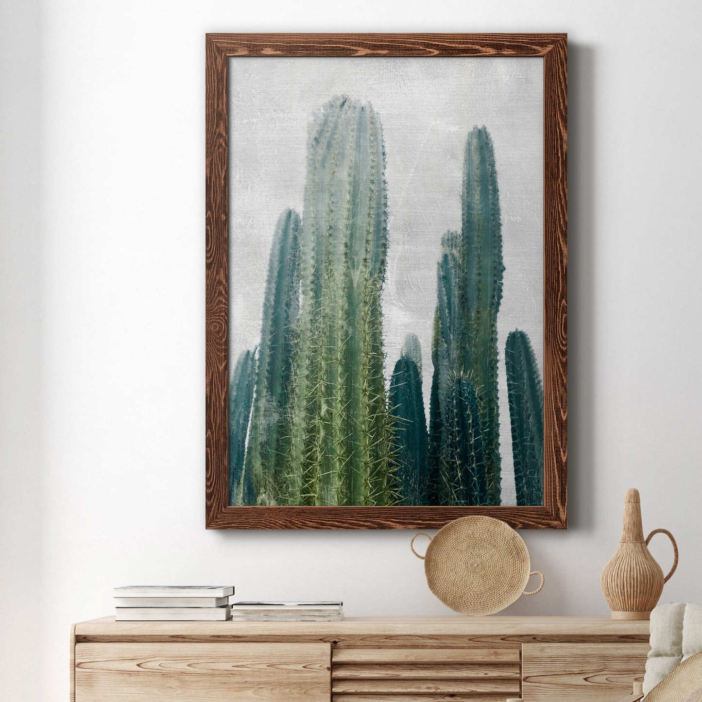 Aruba Cacti I - Premium Canvas Framed in Barnwood - Ready to Hang