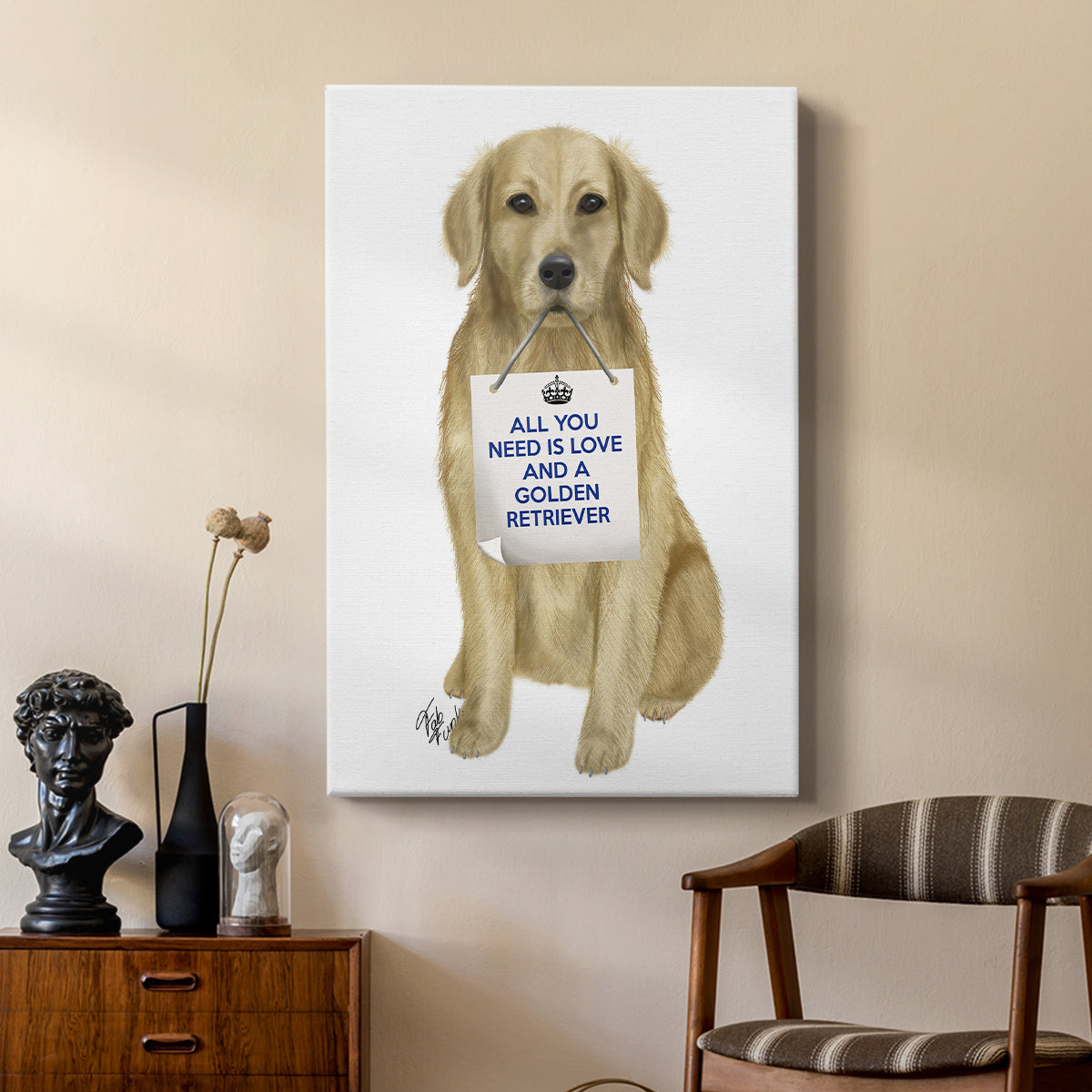Love and Golden Retriever - Canvas Art Print
