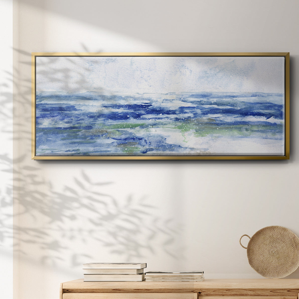 Soft Ocean Waters I - Floater Framed Canvas Print