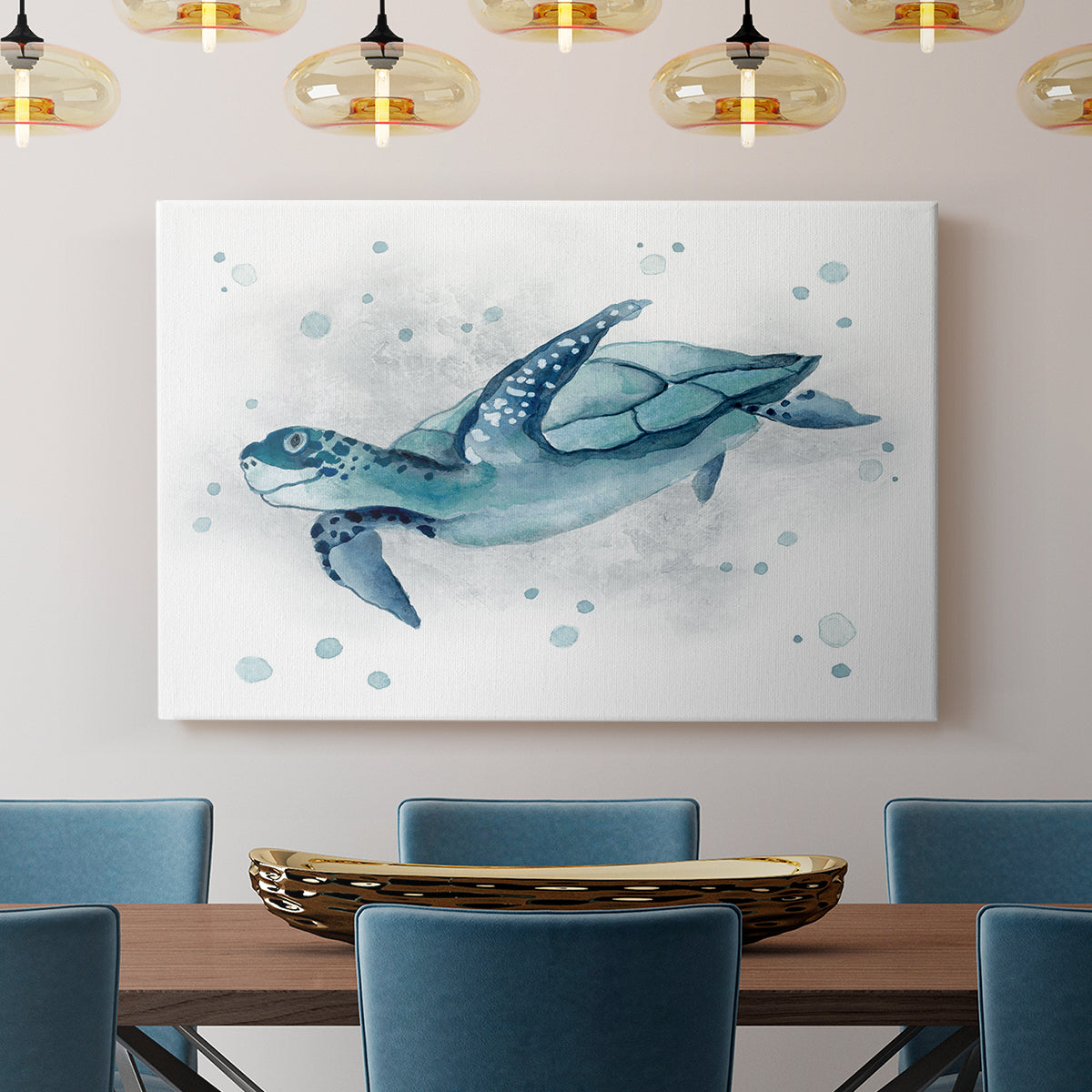 Blue Turtle II - Canvas Art Print