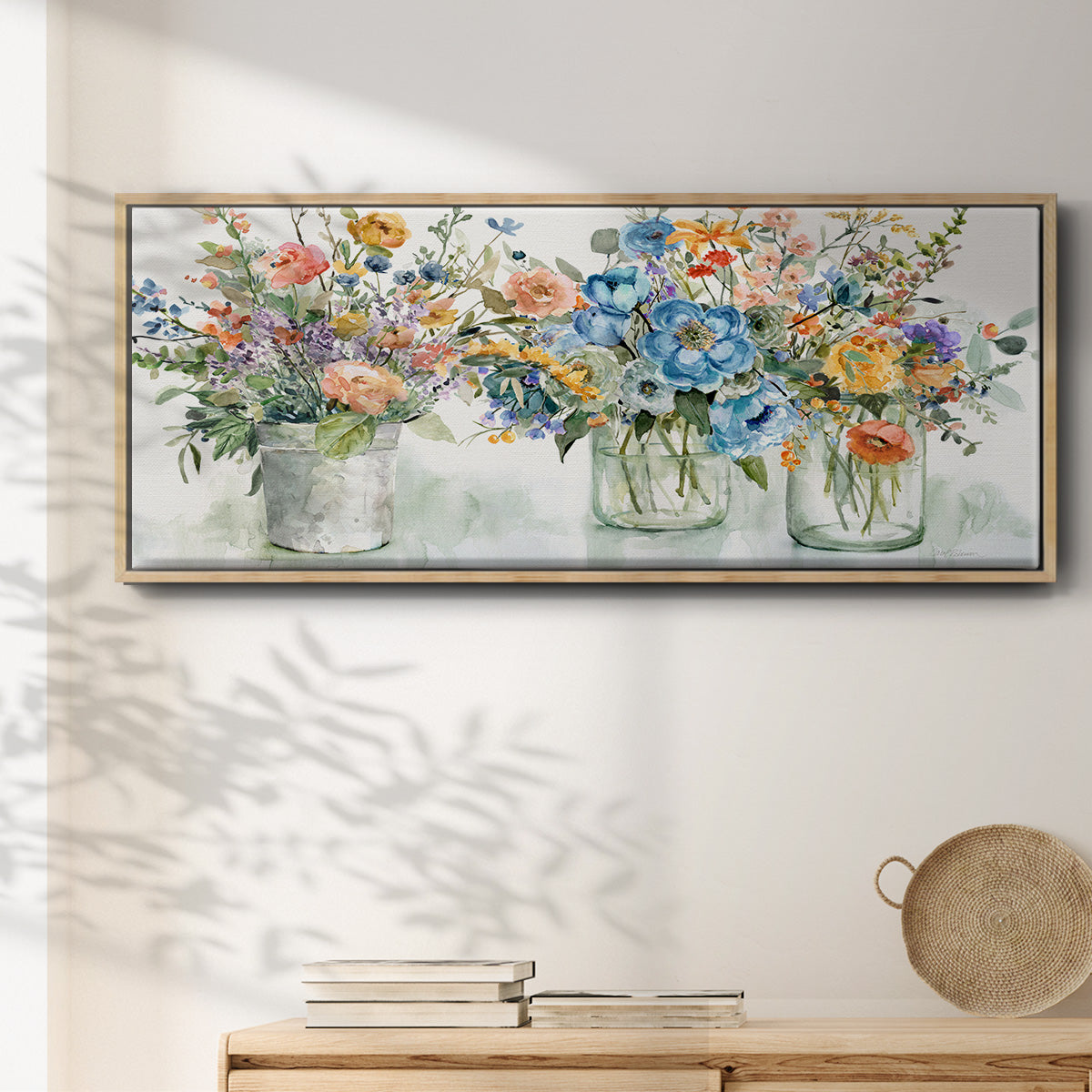 Flower Market Display - Floater Framed Canvas Print