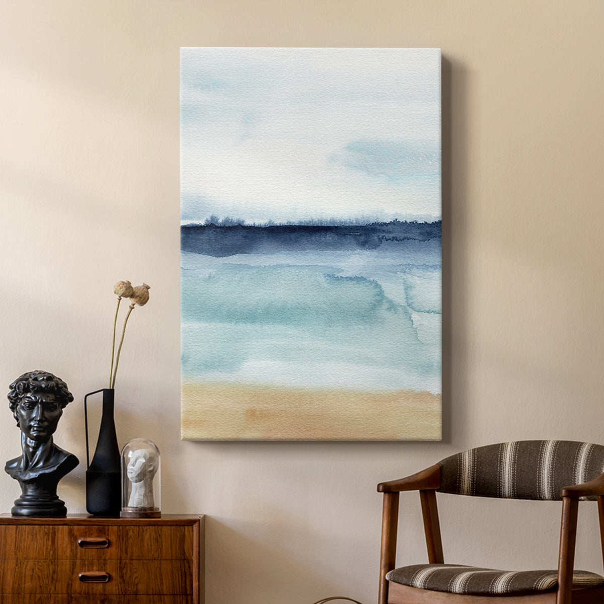 Watercolor Ocean Horizon I - Canvas Art Print