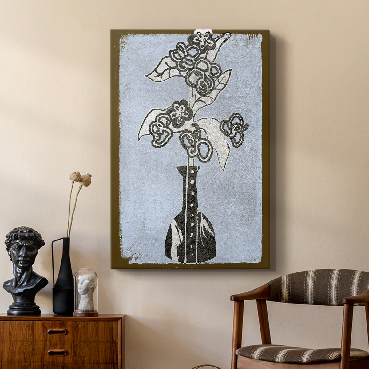 Graphic Flowers in Vase III - Canvas Art Print