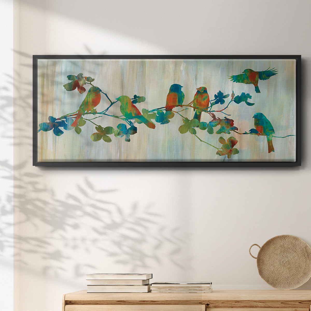 Birds on Branch - Floater Framed Canvas Print